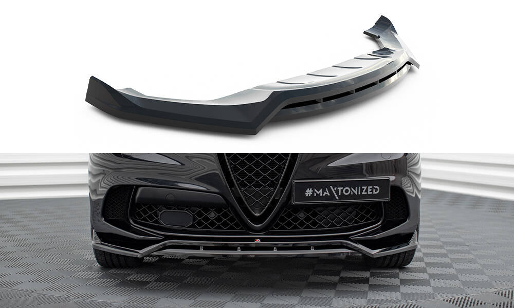 Front Ansatz für Alfa Romeo Stelvio Quadrifoglio Mk1 schwarz Hochglanz