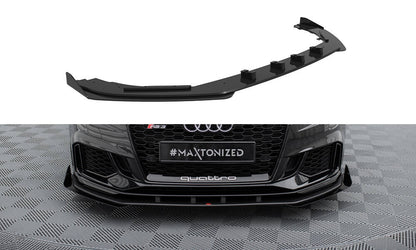 Street Pro Front Ansatz für + Flaps für V.1 + Flaps Audi RS3 Limousine 8V Facelift schwarz Hochglanz