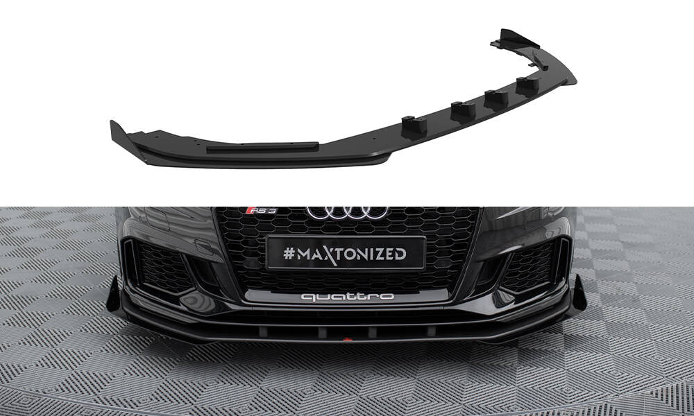 Street Pro Front Ansatz für +Flaps für V.1 + Flaps Audi RS3 Limousine 8V Facelift schwarz Hochglanz