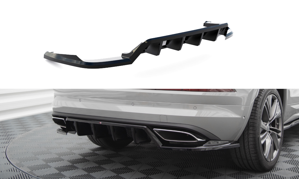 Mittlerer Cup Diffusor DTM Look Heck Ansatz für Skoda Kodiaq RS Mk1 / Mk1 Facelift schwarz Hochglanz