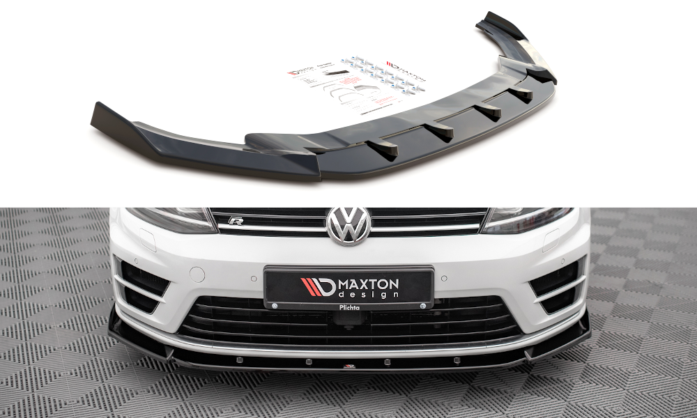 Front Ansatz V.4 für VW Golf R / R-Line Mk7 schwarz Hochglanz