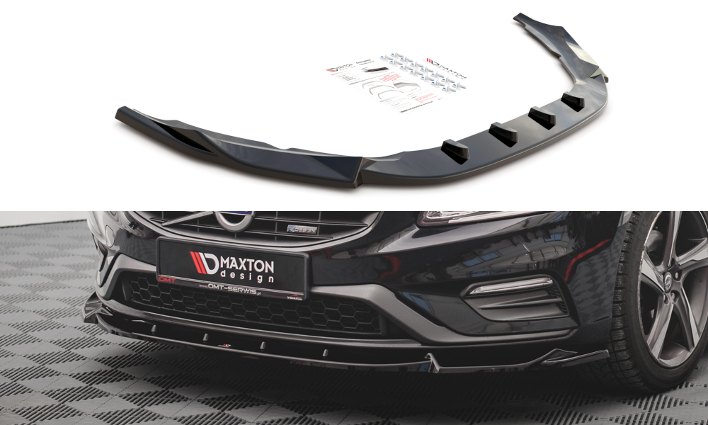 Front Ansatz V.1 für Volvo S60 R-Design Mk2 Facelift schwarz Hochglanz