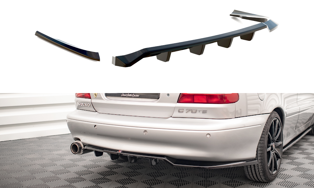 Mittlerer Cup Diffusor DTM Look Heck Ansatz für Volvo C70 Mk1 schwarz Hochglanz