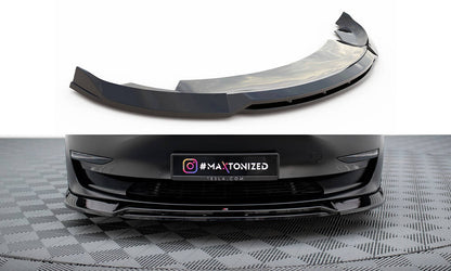 Front Ansatz V.3 für Tesla Model 3 schwarz Hochglanz