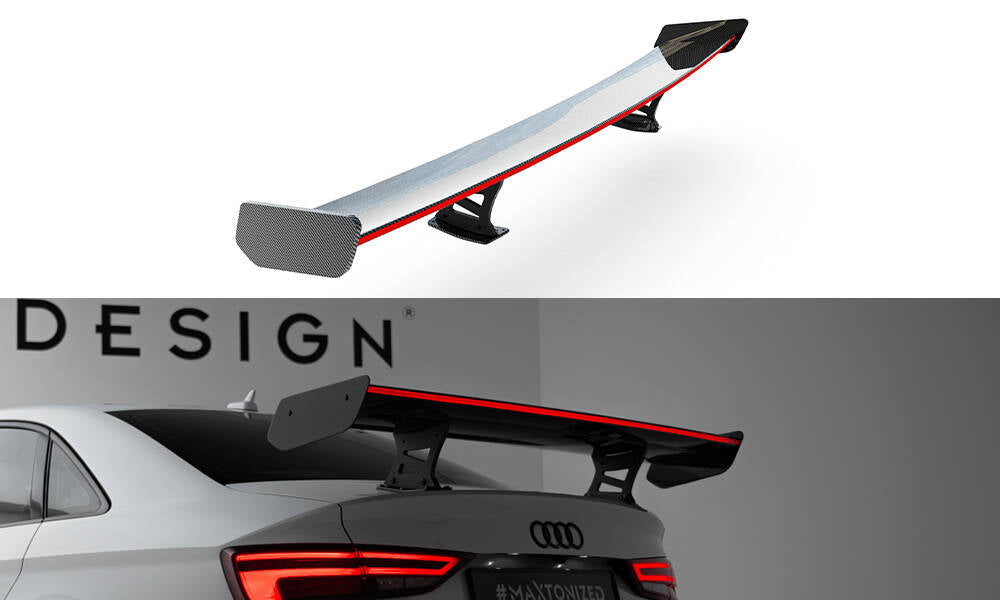 Carbon Spoiler With Internal Brackets Uprights + LED Audi A3 / A3 S-Line / S3 / RS3 Limousine 8V / 8V Facelift