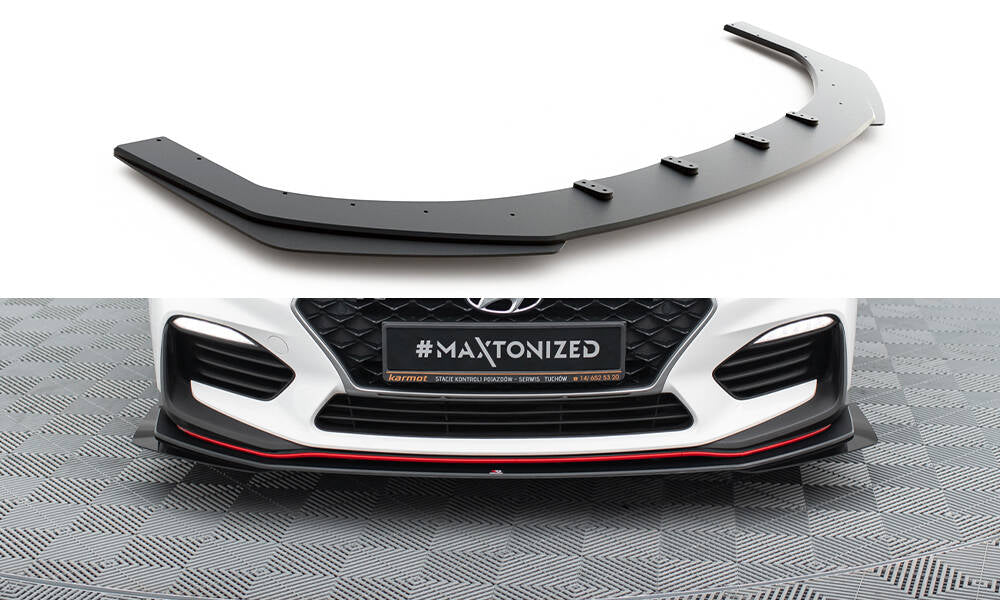 Street Pro Front Ansatz für + Flaps für Hyundai I30 N Mk3 Hatchback / Fastback schwarz Hochglanz