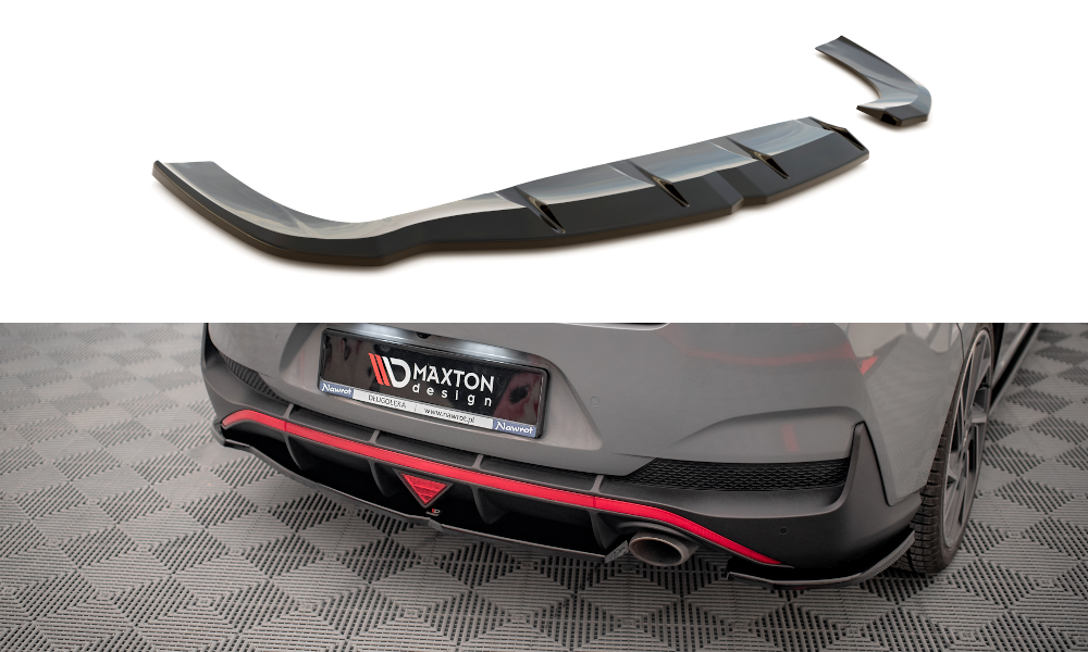 Heck Ansatz Flaps Diffusor für Hyundai I30 Fastback N-Line Mk3 Facelift schwarz Hochglanz