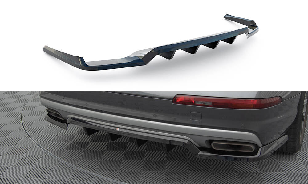 Mittlerer Cup Diffusor DTM Look Heck Ansatz für Audi Q7 Mk2 schwarz Hochglanz