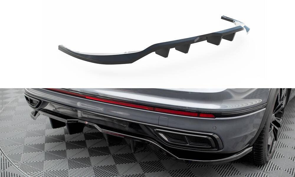 Mittlerer Cup Diffusor DTM Look Heck Ansatz für VW Tiguan Allspace R-Line Mk2 Facelift schwarz Hochglanz