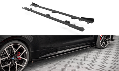 Street Pro Seitenschweller Ansatz für + Flaps BMW 4er M-Paket / M440i G22 / G23 / G22 Facelift / G23 Facelift schwarz Hochglanz