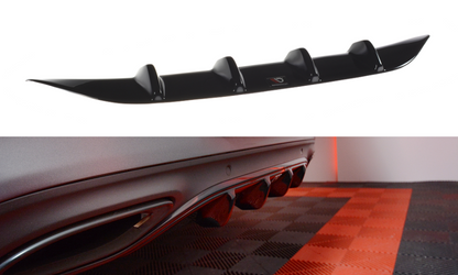 Diffusor Heck Ansatz für MERCEDES- BENZ C-KLASSE W205 COUPE AMG-LINE schwarz Hochglanz