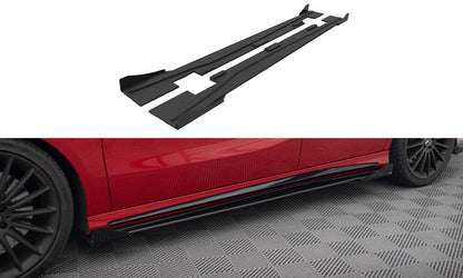 Street Pro Seitenschweller Ansatz für + Flaps Mercedes-Benz A 45 AMG W176 Facelift schwarz Hochglanz