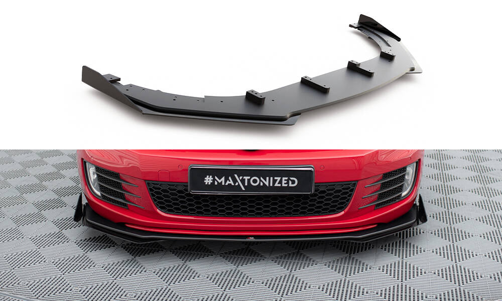 Street Pro Front Ansatz für V.3 + Flaps für VW Golf GTI Mk6 schwarz Hochglanz