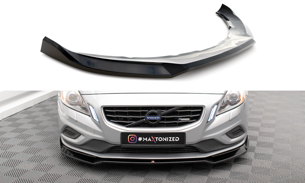 Front Ansatz V.2 für Volvo S60 R-Design Mk2 schwarz Hochglanz