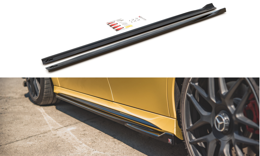 Seitenschweller Ansatz für Mercedes-AMG A 45 S W177 schwarz Hochglanz