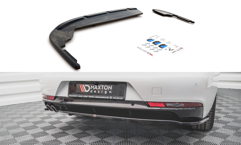 Mittlerer Cup Diffusor DTM Look Heck Ansatz für Peugeot 508 Diesel Mk2 schwarz Hochglanz