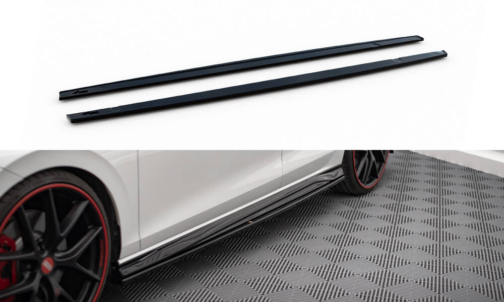 Seitenschweller Ansatz für VW Golf GTI / GTE / GTI Clubsport / GTD / R-Line Mk8 schwarz Hochglanz
