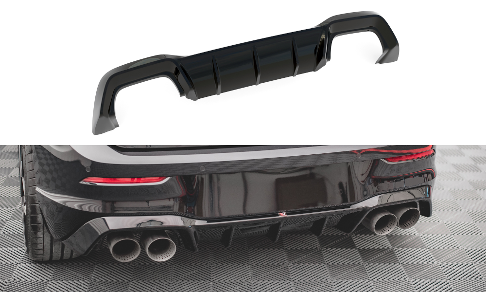 Diffusor Heck Ansatz V.1 für VW Golf R Mk8 Facelift schwarz Hochglanz