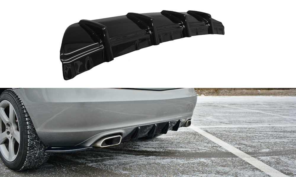 Diffusor Heck Ansatz für Mercedes SLK R172 schwarz Hochglanz