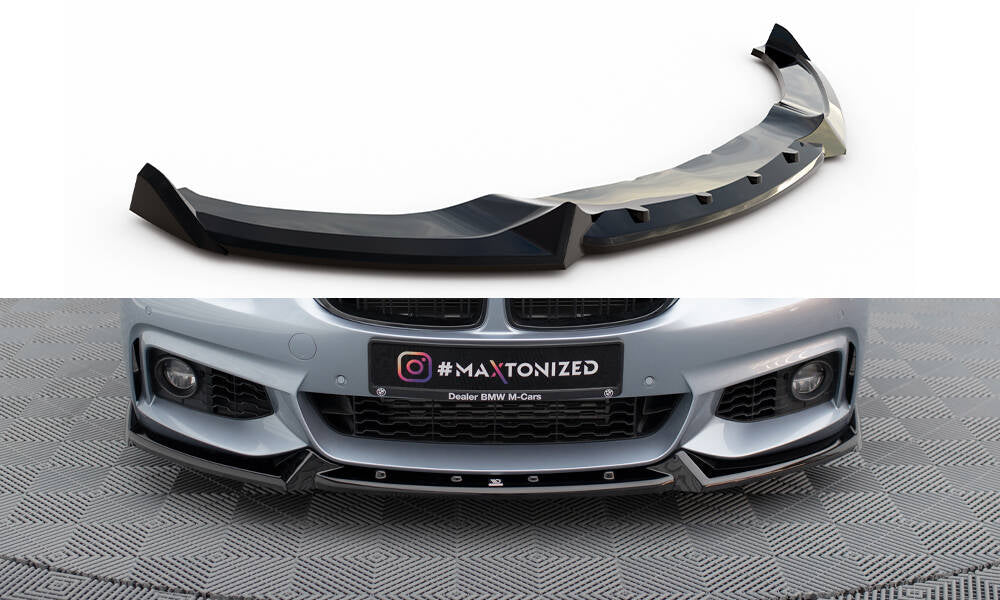 Front Ansatz V.4 für BMW 4er Coupe / Gran Coupe / Cabrio M-Paket F32 / F36 / F33 schwarz Hochglanz
