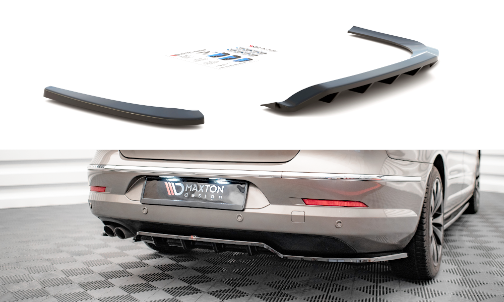 Mittlerer Cup Diffusor DTM Look Heck Ansatz für VW Passat CC schwarz Hochglanz