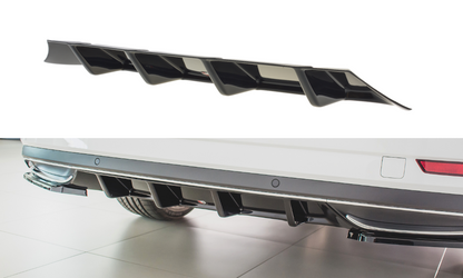 Diffusor Heck Ansatz für Skoda Superb Liftback / Combi Mk3 FL schwarz Hochglanz