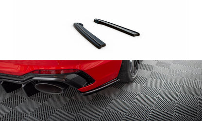 Heck Ansatz Flaps Diffusor für Audi RS4 B9 / B9 Facelift  schwarz Hochglanz