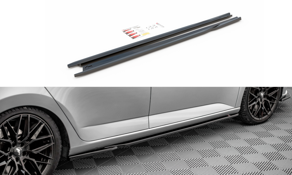 Seitenschweller Ansatz für Skoda Fabia Mk3 schwarz Hochglanz