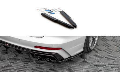 Heck Ansatz Flaps Diffusor für Audi A6 S-Line / S6 C8 / C8 Facelift schwarz Hochglanz