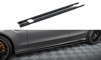 Seitenschweller Ansatz für Mercedes-AMG C63 Limousine / Kombi W205 Facelift schwarz Hochglanz