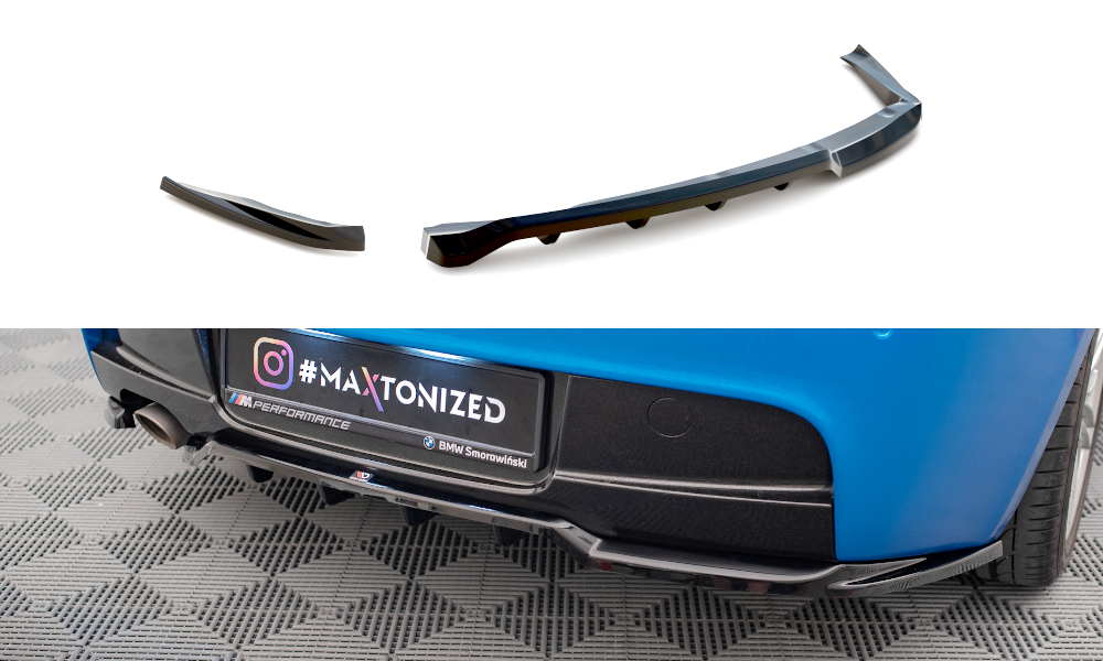 Mittlerer Cup Diffusor DTM Look Heck Ansatz für BMW 1er M-Paket E87 Facelift schwarz Hochglanz