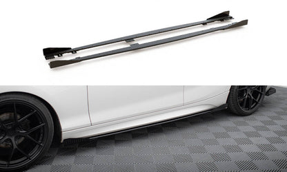 Street Pro Seitenschweller Ansatz V.2 für + Flaps für BMW 1er F20 M135i / M140i / M-Paket  schwarz Hochglanz