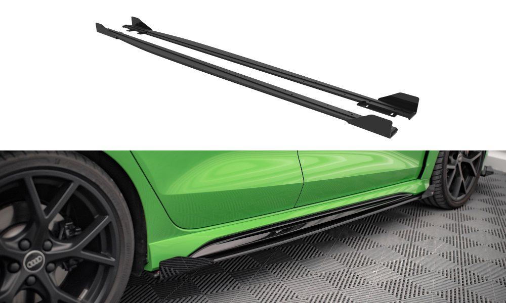 Street Pro Seitenschweller Ansatz für + Flaps Audi RS3 Limousine 8Y schwarz Hochglanz