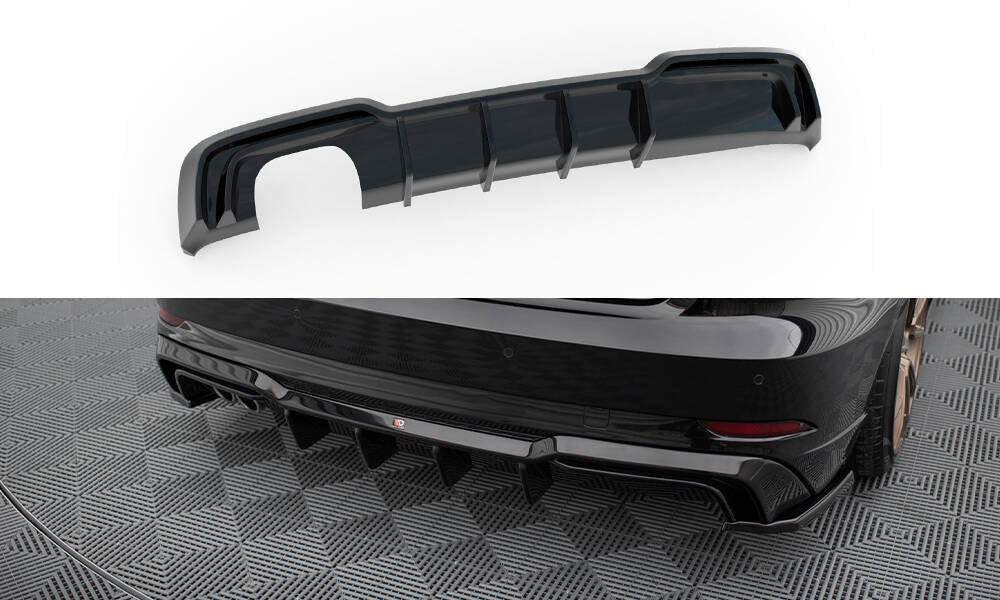 Diffusor Heck Ansatz für Audi A3 S-Line Sportback 8V Facelift (Doppelauspuff li.)