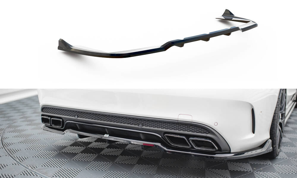Mittlerer Cup Diffusor DTM Look Heck Ansatz für Mercedes-AMG C63 Limousine / Kombi W205 / S205 schwarz Hochglanz