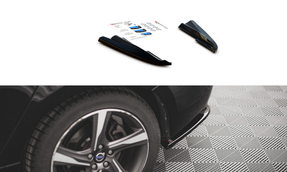 Heck Ansatz Flaps Diffusor für Volvo S60 R-Design Mk2 Facelift schwarz Hochglanz