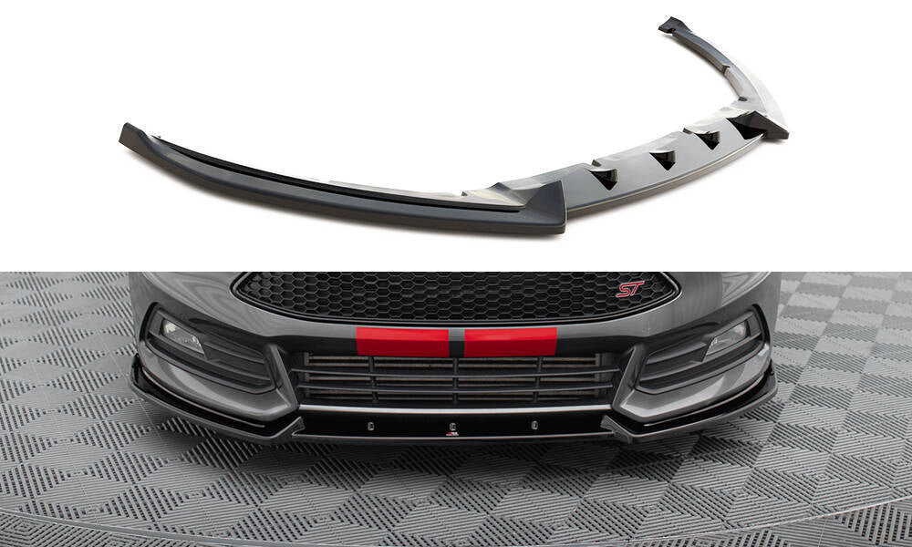 Front Ansatz V.4 für Ford Focus ST Mk3 Facelift schwarz Hochglanz