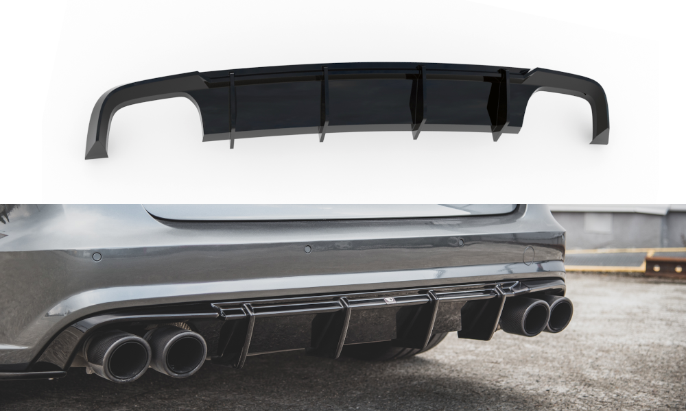 Diffusor Heck Ansatz V.1 für Audi S6 C7 Facelift schwarz Hochglanz