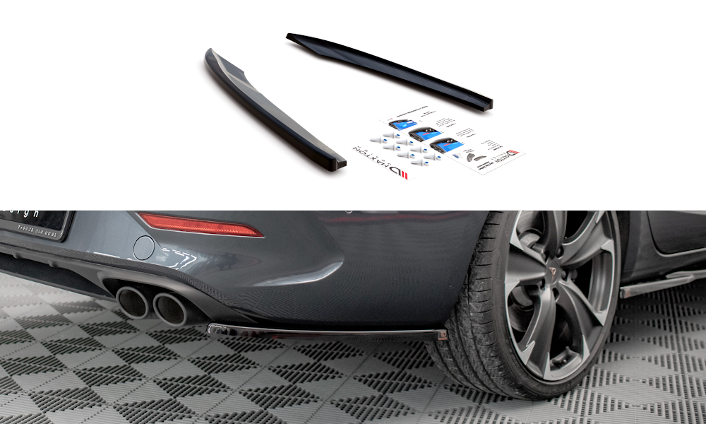 Heck Ansatz Flaps Diffusor für Cupra Leon ST Mk1  schwarz Hochglanz