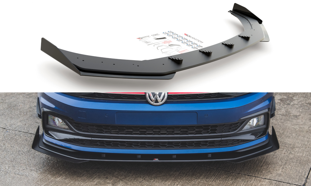 Street Pro Front Ansatz für + Flaps für VW Polo GTI Mk6 schwarz Hochglanz