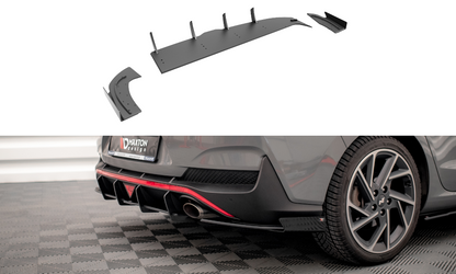 Street Pro Heck Ansatz Flaps Diffusor +Flaps für Hyundai I30 Fastback N-Line Mk3 Facelift schwarz Hochglanz