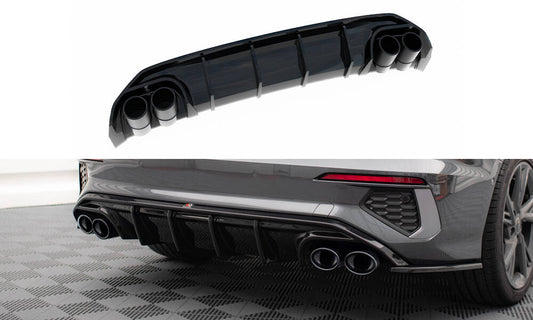 Diffusor Heck Ansatz für + Endschalldampfer Sportauspuff Attrappe Audi A3 S-Line Limousine 8Y