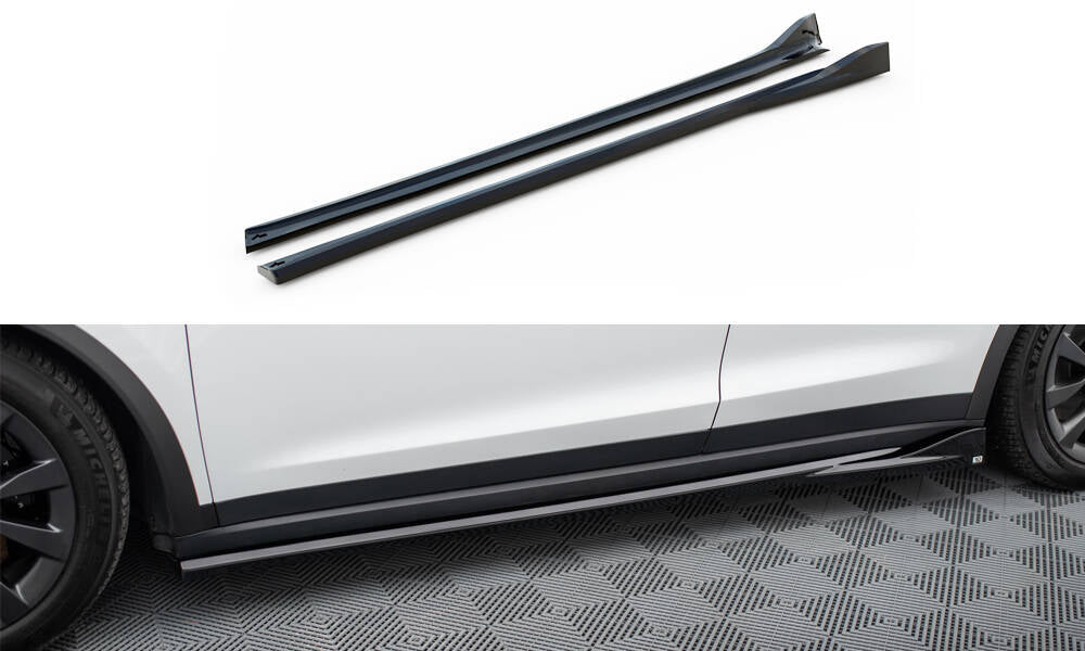 Seitenschweller Ansatz für Tesla Model X Mk1 Facelift schwarz Hochglanz