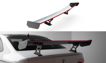 Carbon Spoiler With Internal Brackets Uprights + LED VW Jetta GLI Mk7