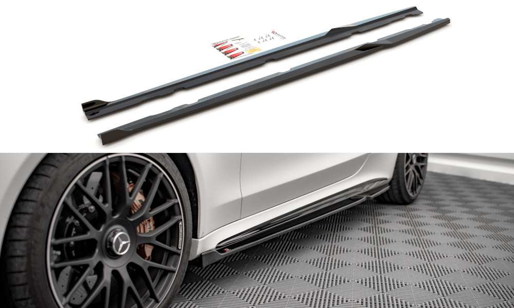 Seitenschweller Ansatz V.2 für Mercedes-AMG C 63 AMG Coupe C205 Facelift schwarz Hochglanz