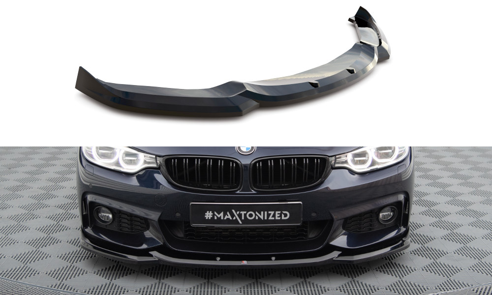 Front Ansatz V.6 für BMW 4er Coupe / Gran Coupe / Cabrio M-Paket F32 / F36 / F33 schwarz Hochglanz