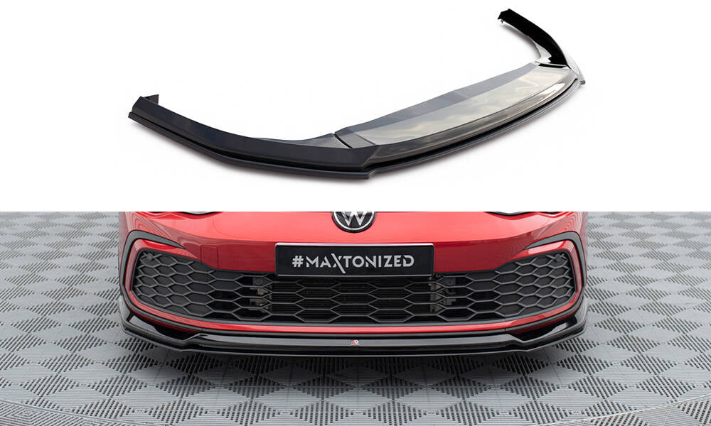 Front Ansatz V.6 für VW Golf GTI / GTE / GTD / R-Line Mk8 schwarz Hochglanz