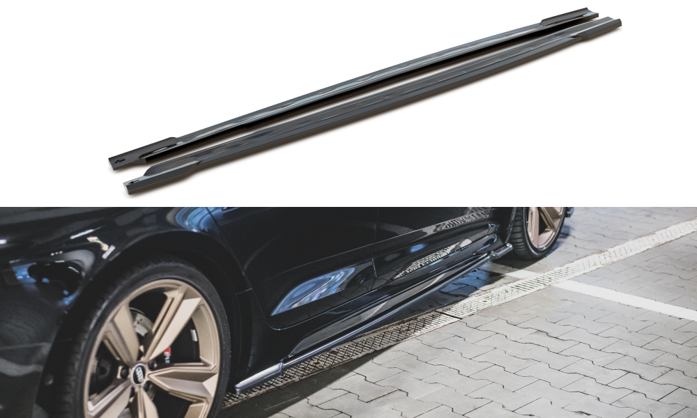 Seitenschweller Ansatz für Audi RS5 Sportback F5 Facelift schwarz Hochglanz
