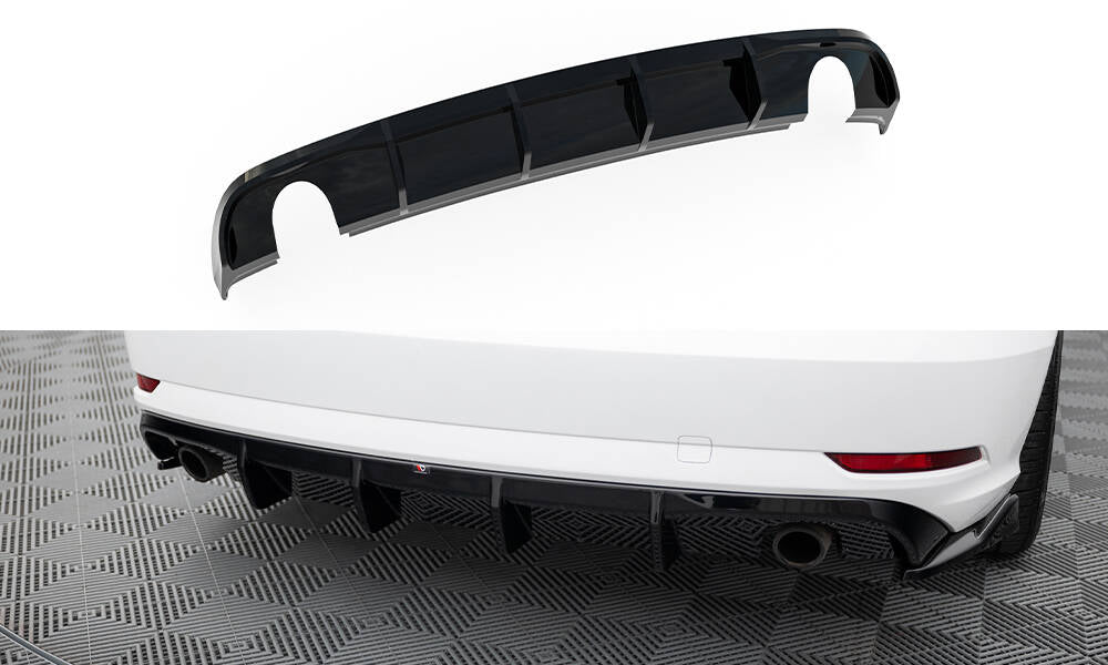 Diffusor Heck Ansatz für Audi A3 Limousine 8V Facelift  (Einzelauspuff li. re.)