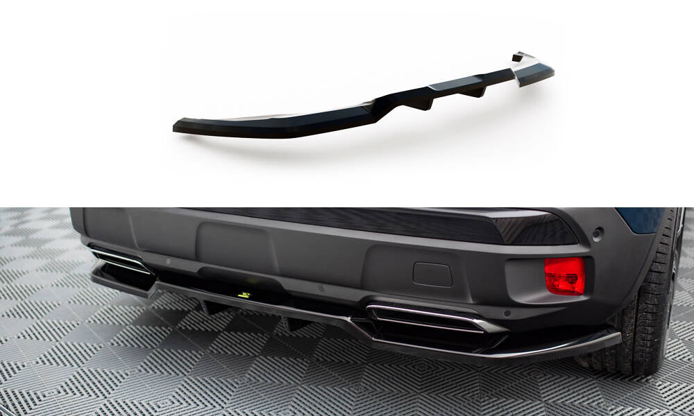 Mittlerer Cup Diffusor DTM Look Heck Ansatz für Peugeot 3008 GT-Line Mk2 Facelift schwarz Hochglanz